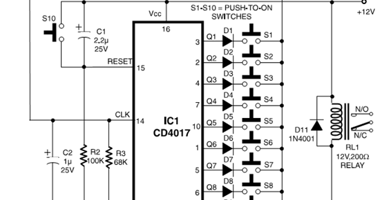 NTE Electronics Circuit: Simple Electronic Code Lock